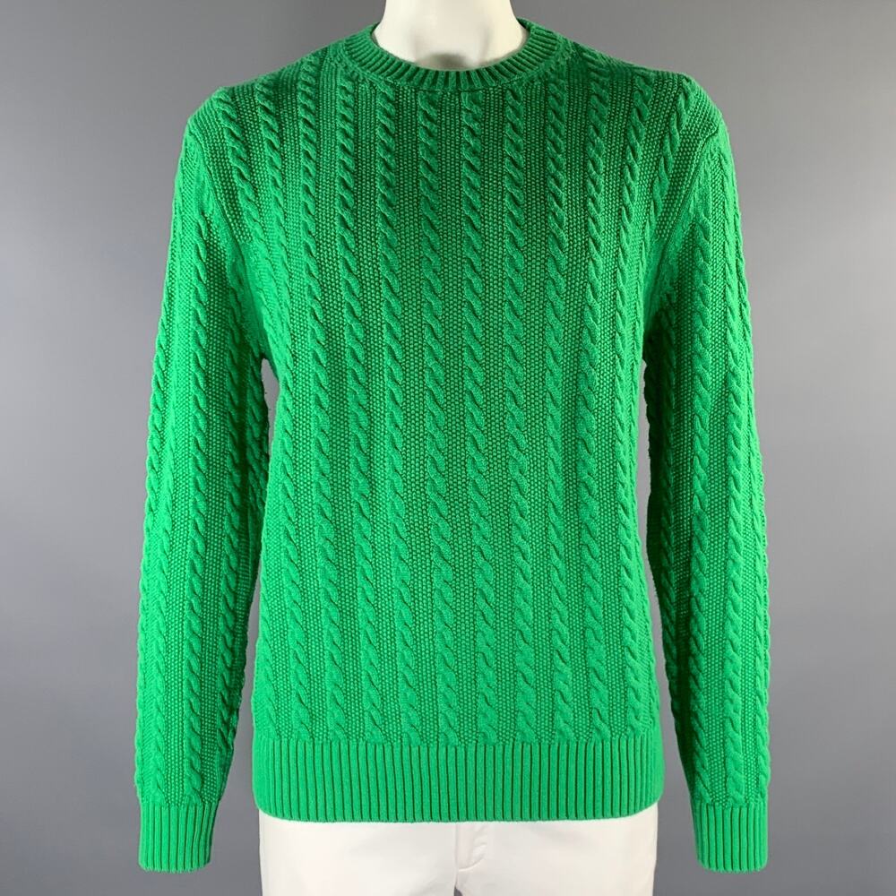 FURSAC Size XL Green Knit Wool Blend Cable Knit Sweater